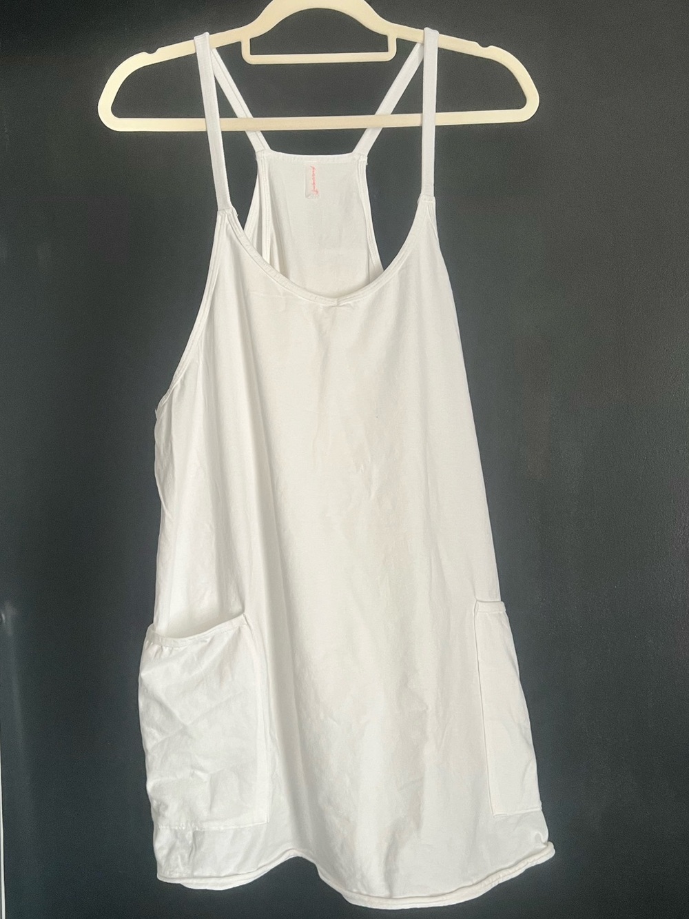 Free People White Pocket Dress built in shorts and bra.
